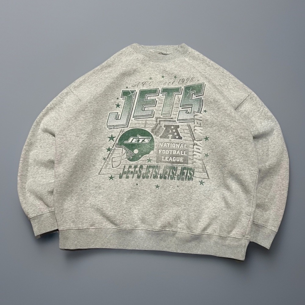 Abercrombie & Fitch Gray New York Jets Football NFL Oversized Sweatshirt XL